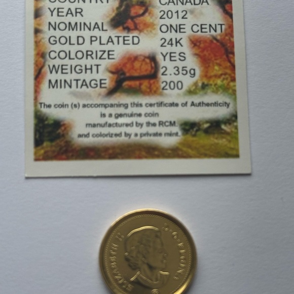Canada 2012 Gold Plated One Cent Coin - Picture 4 of 8